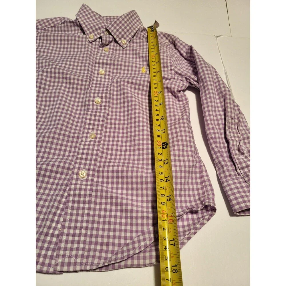 (#16) Polo By Ralph Lauren Long Sleeve Button Down Size Toddler 5T Purple/ White